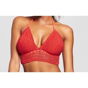 Red/Orange Crochet Swim Top